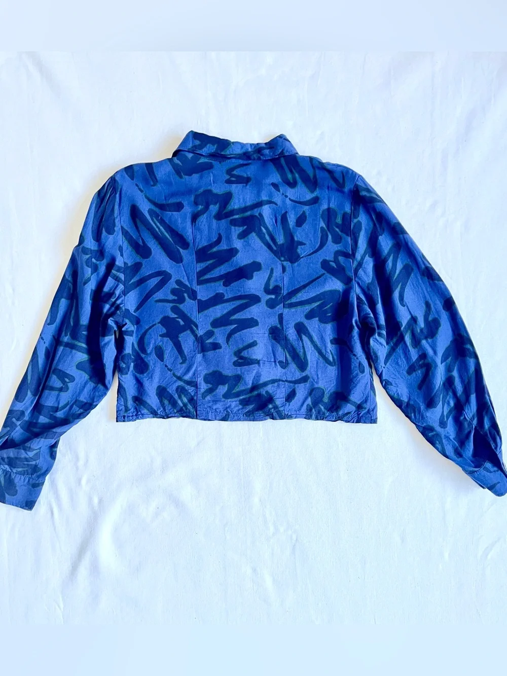 VTG Marimekko Finland 2pc set blouse pants cotton abstract print cropped top